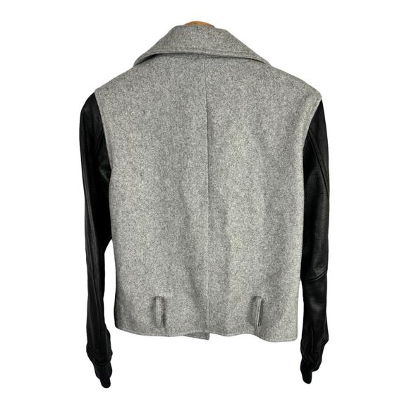 Nike NSW Womens Size Small Gray Wool Destroyer Jacket Moto Bomber Leather - Picture 2 of 12